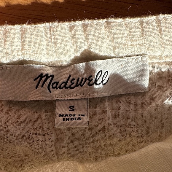 Madewell White Blouse with Embroidered Ruffle Straps - Picture 2 of 2
